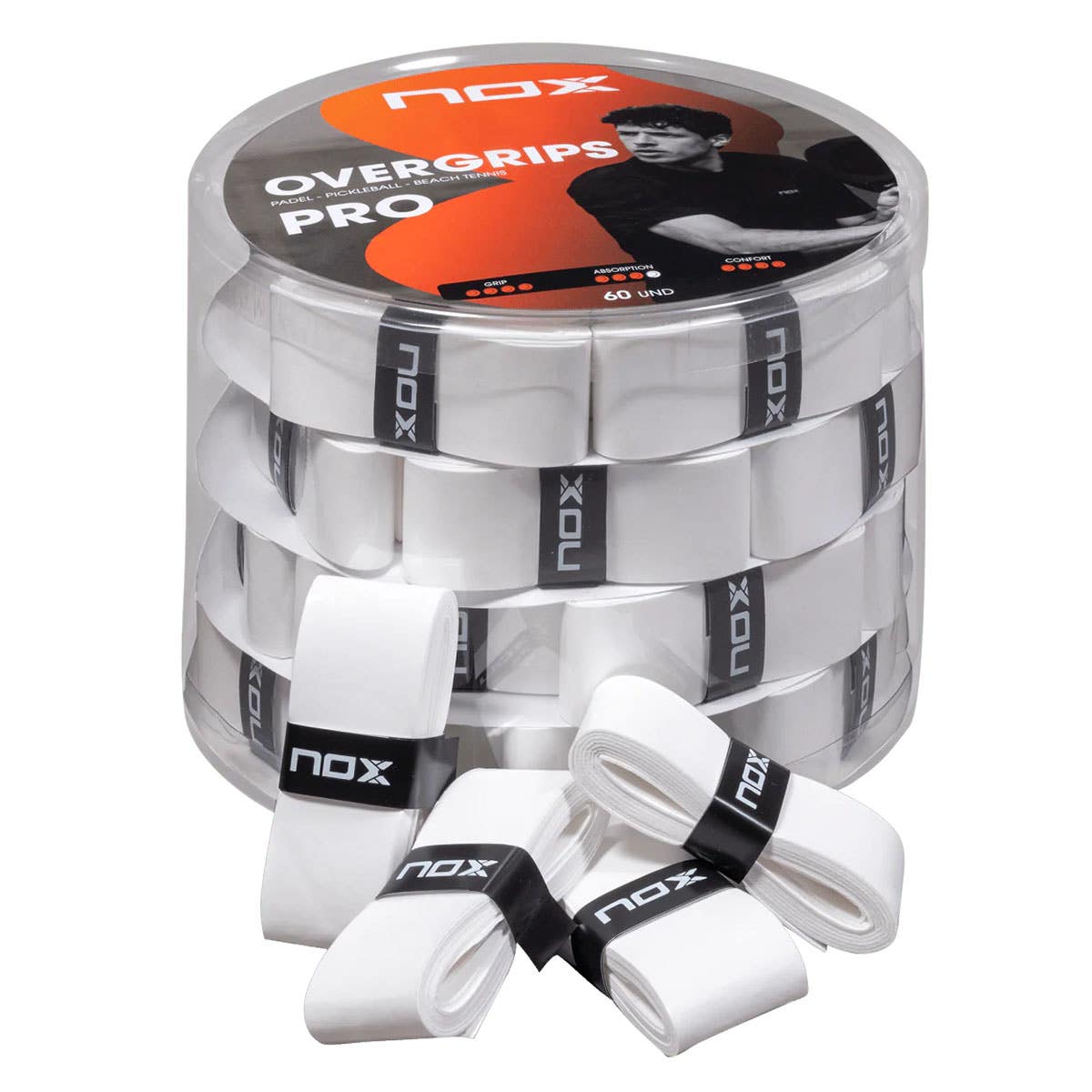JAR 60 PCS. OVERGRIPS NOX PRO PLAIN WHITE