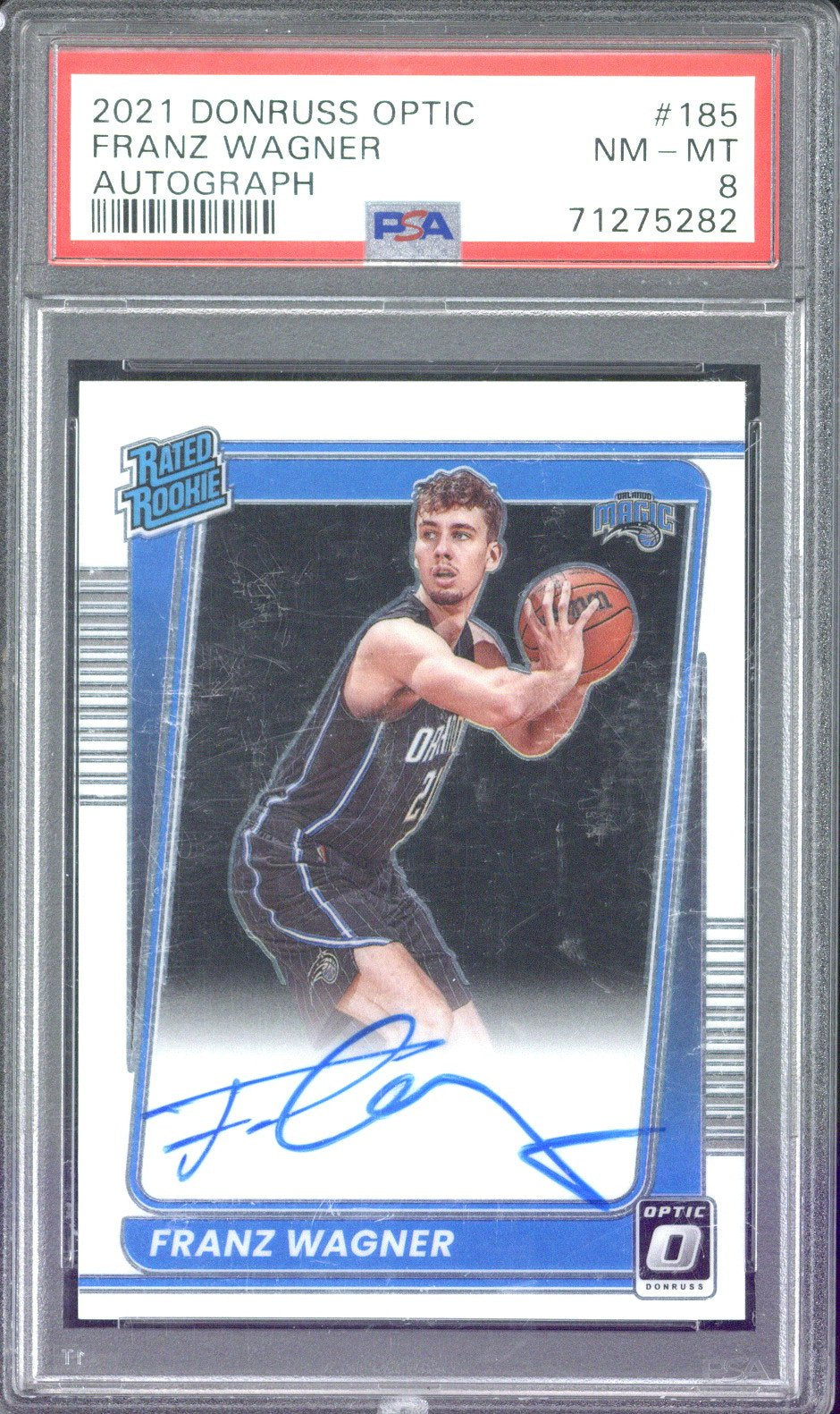 2021-22 Panini Donruss Optic Basketball Franz Wagner Rated Rookie Autograph #185 PSA 8