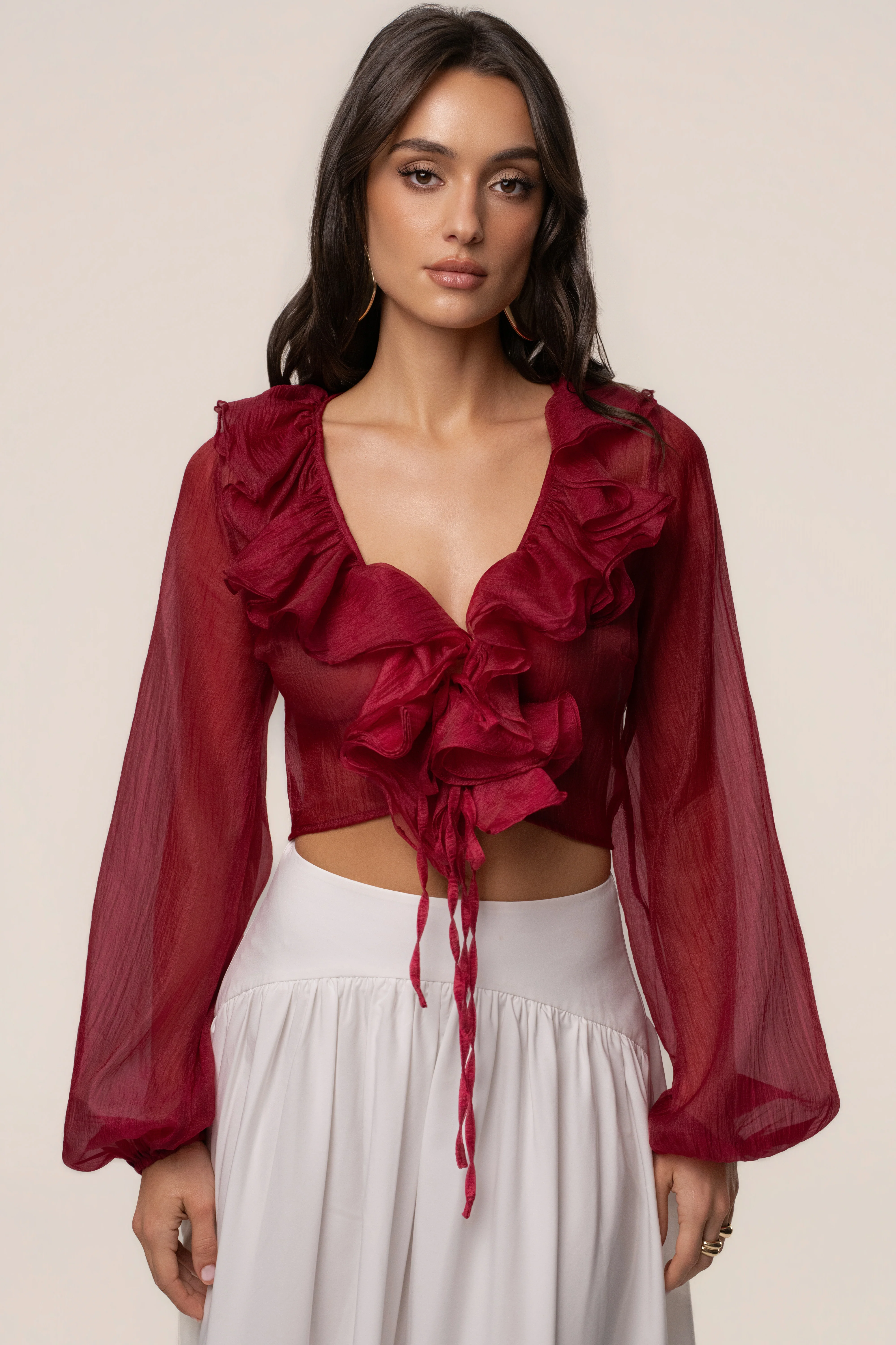 Berry Delilah Ruffled Top