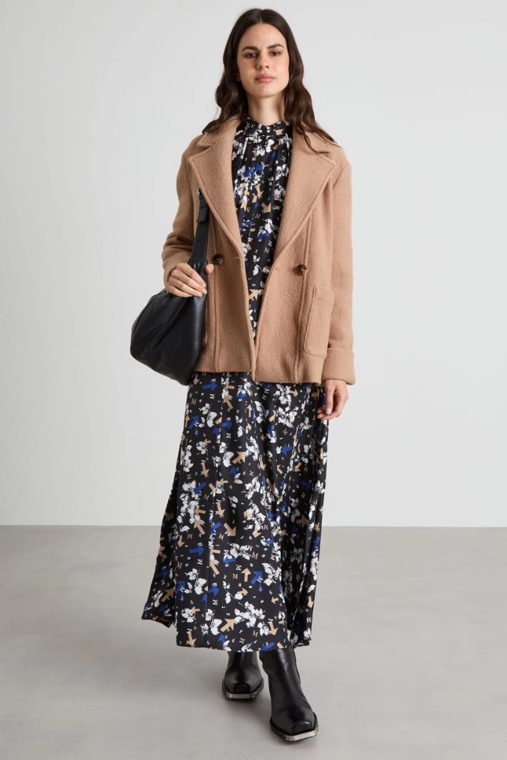 Boiled wool jersey pea coat - CAMEL