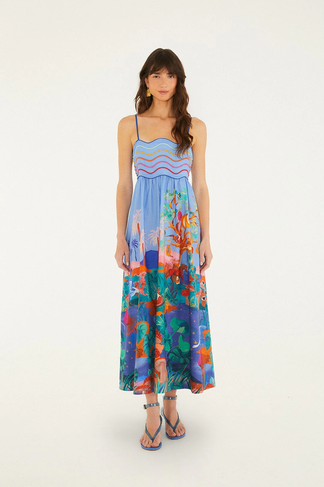 Multicolor Dream Landscape  Sleeveless Maxi Dress