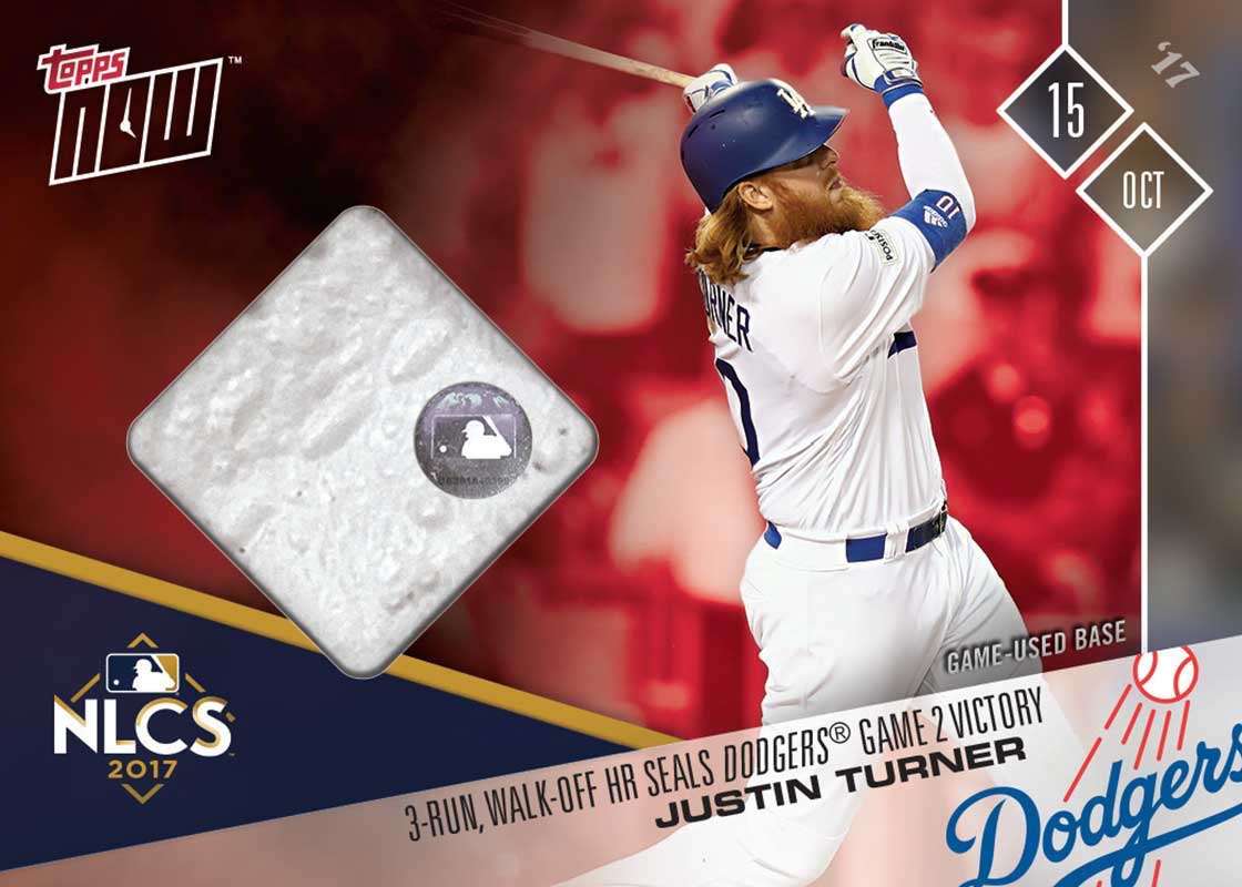 Game Used Base Card # to 10 - Justin Turner 3-Run Walk Off HR - TOPPS NOW®
