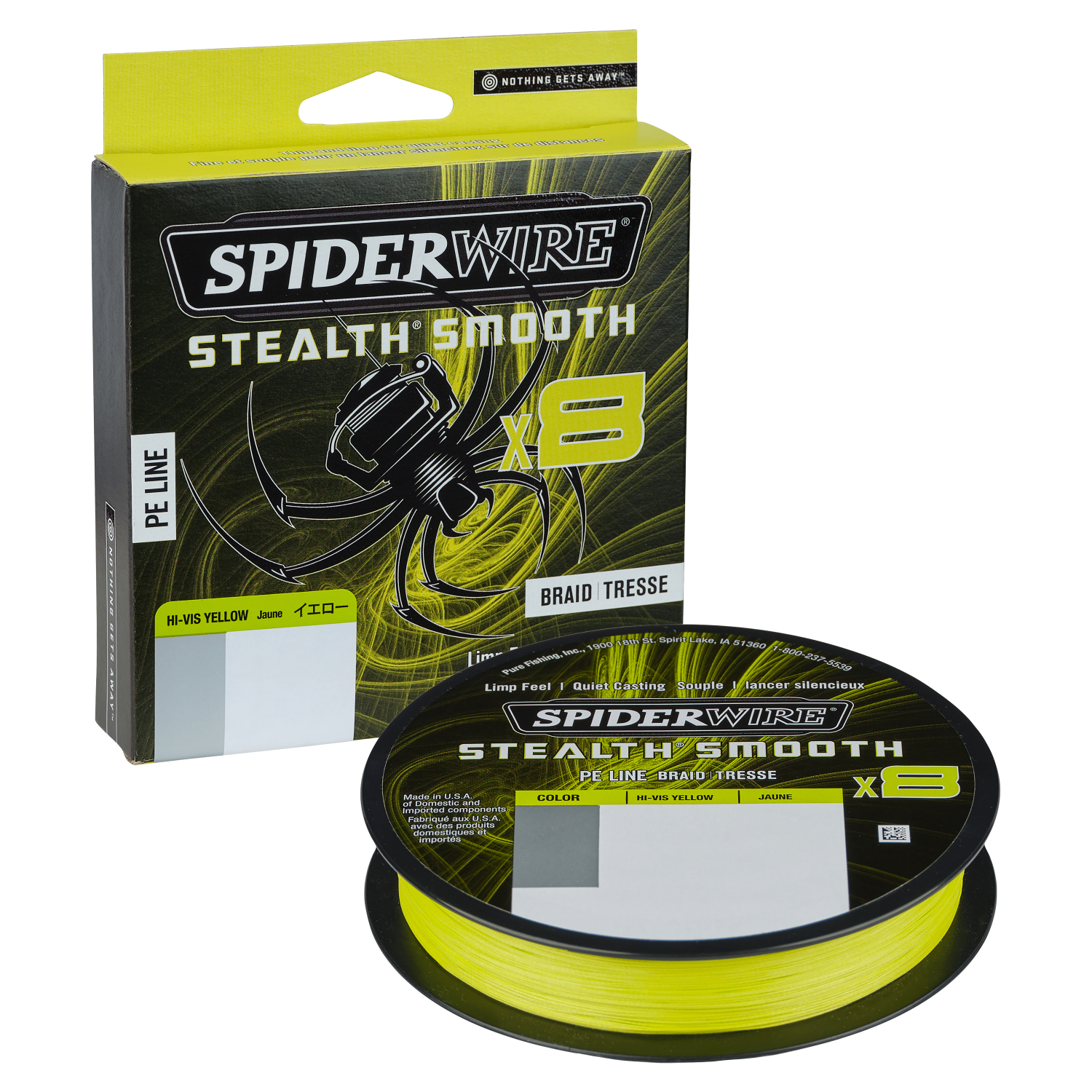 Spiderwire Fishing Line Stealth Smooth 8 (Hi-Vis yellow, 150 m)