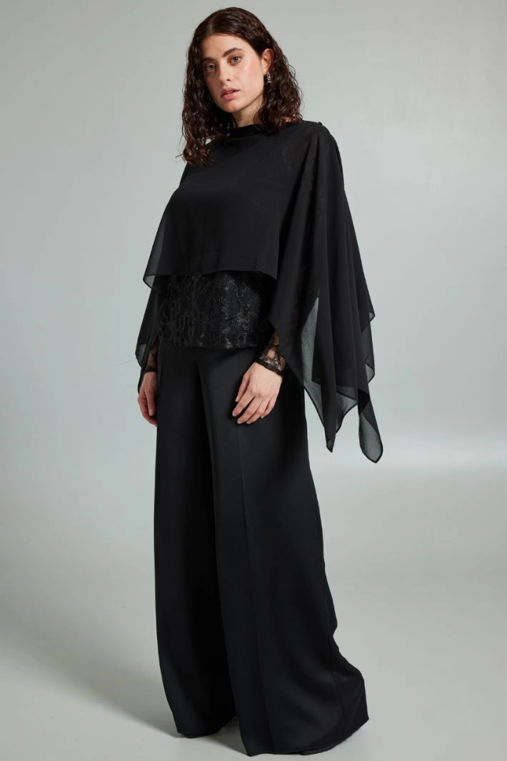 Lace T-shirt - BLACK