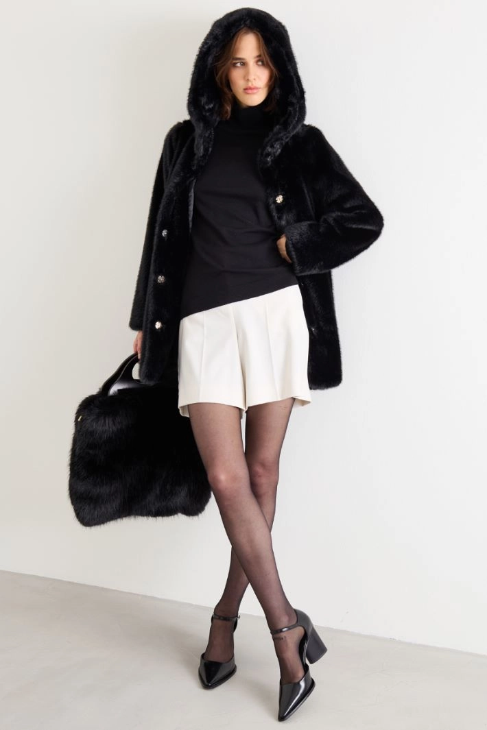 Caban with hood - BLACK