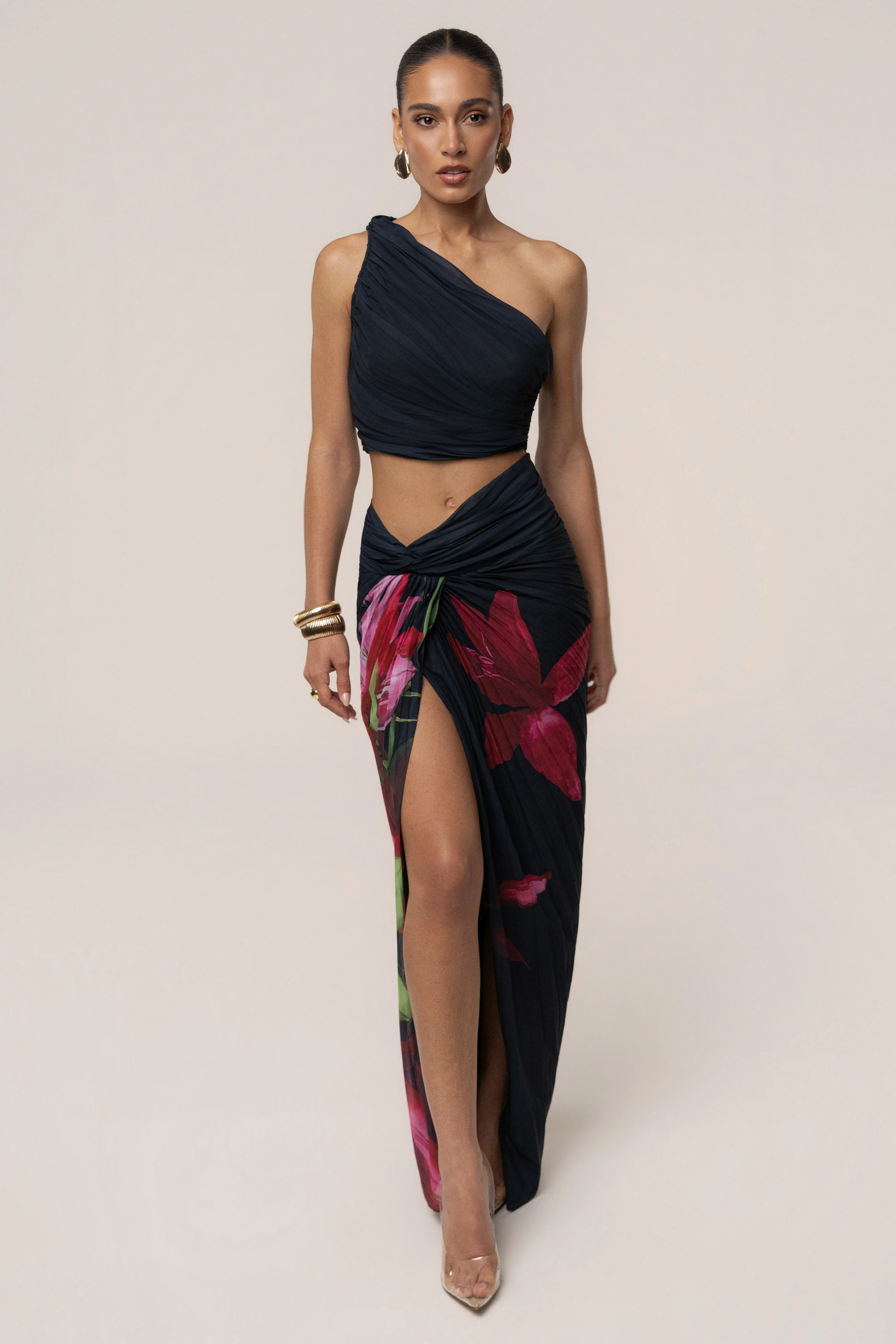 Navy Havana Pleat Skirt Set