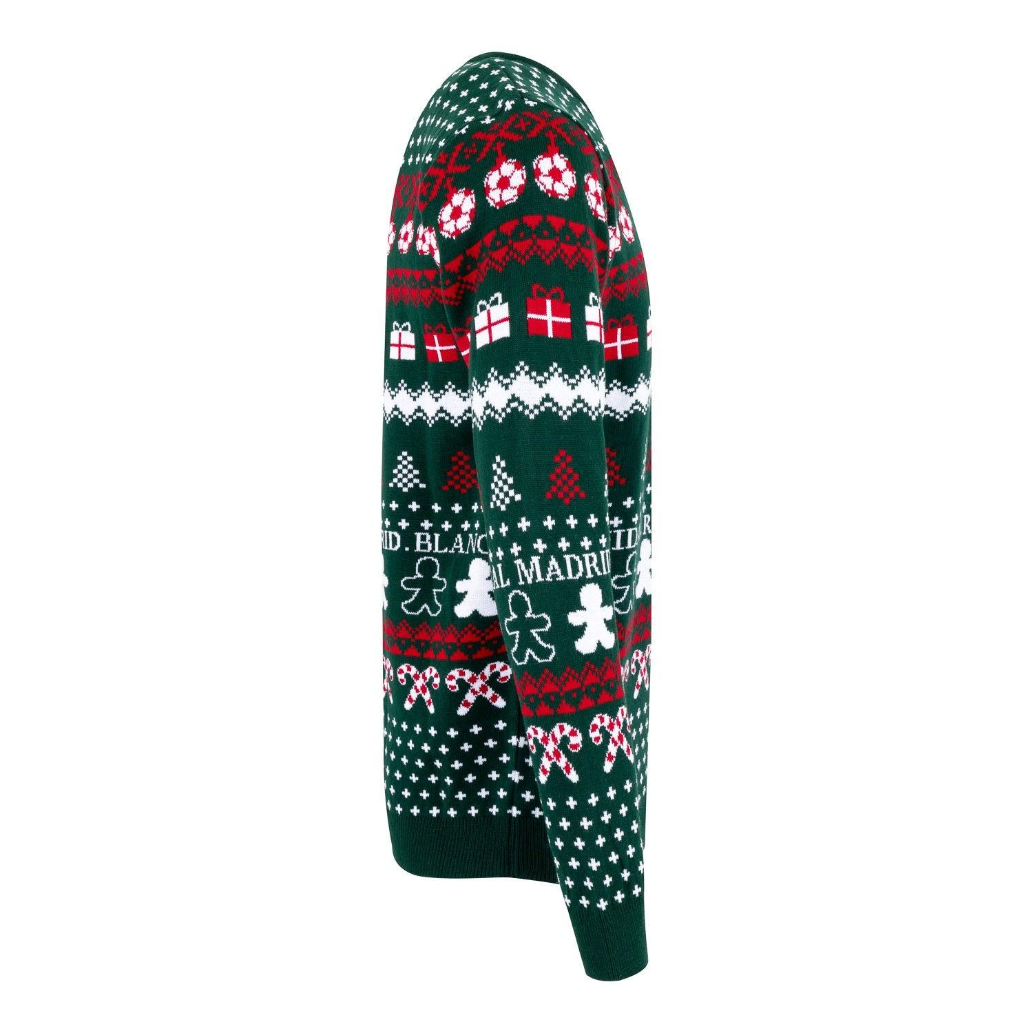 Mens Christmas Sweater Crest Green/Multicolor