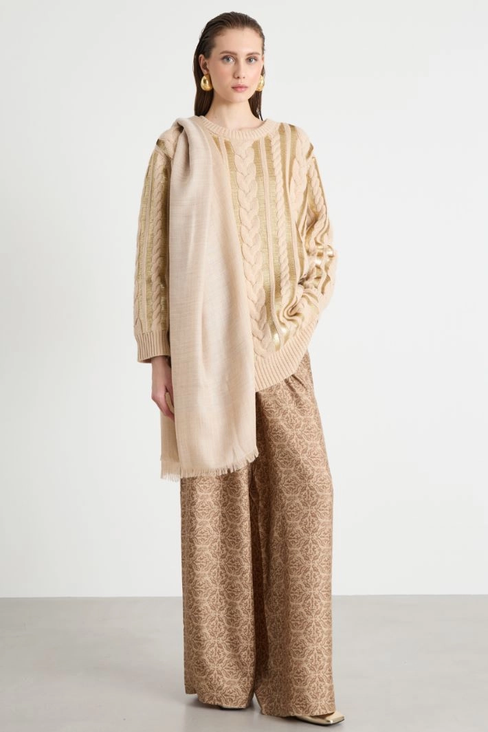 Baby alpaca and silk stole - BEIGE