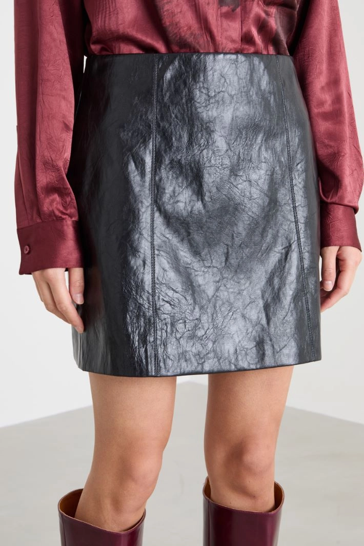 A-line coated jersey skirt - BLACK