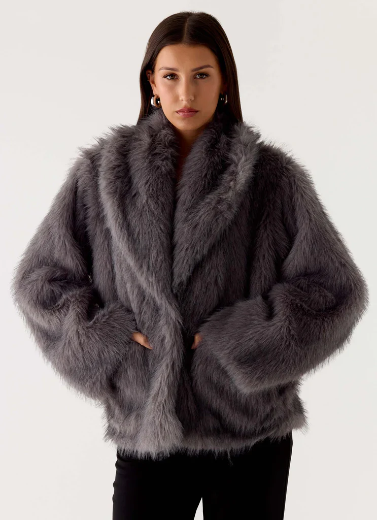 Katiana Faux Fur Jacket - Grey