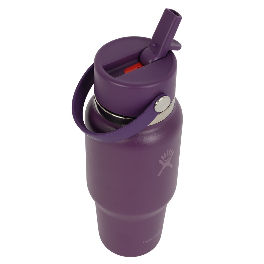 Hydro Flask 24 oz Wide Mouth Insulated Travel Bottle + Flex Straw Cap - 710ml - Beachplum Purple