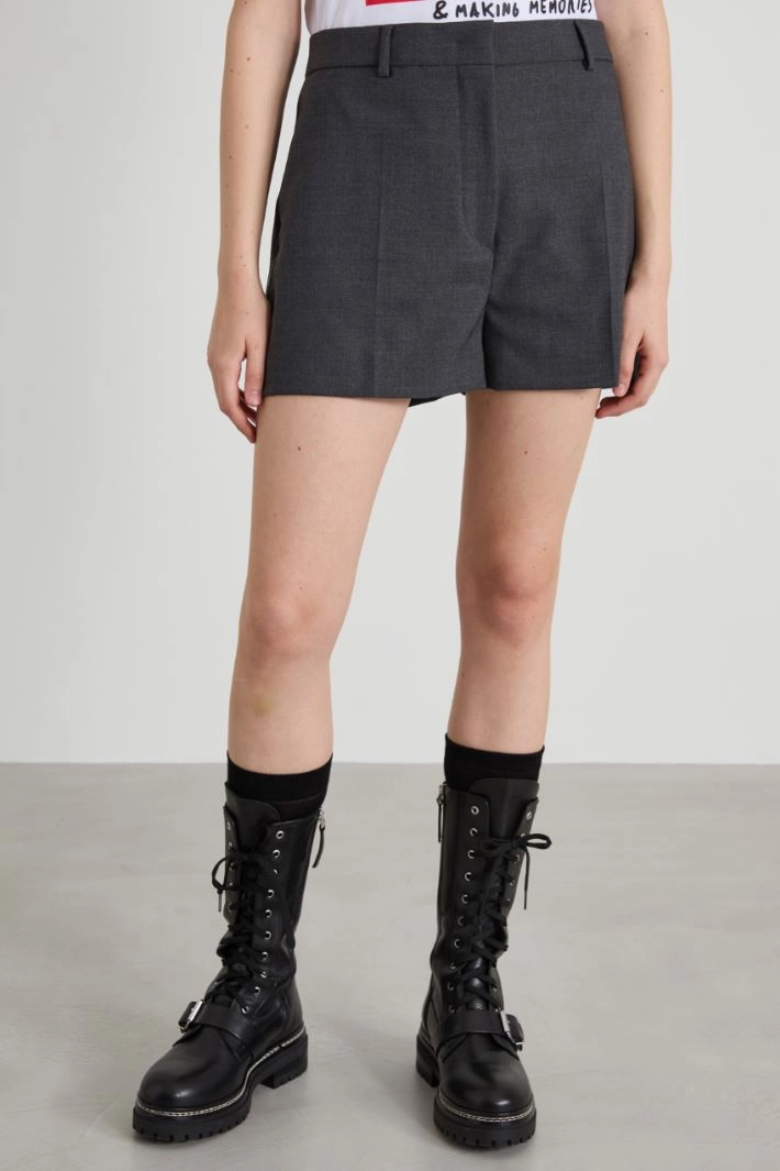 Wool canvas shorts - DARK GREY