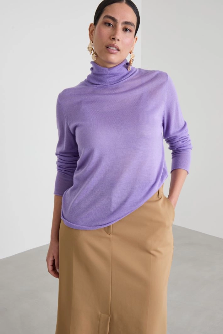 Wool and cashmere cardigan - LILAC