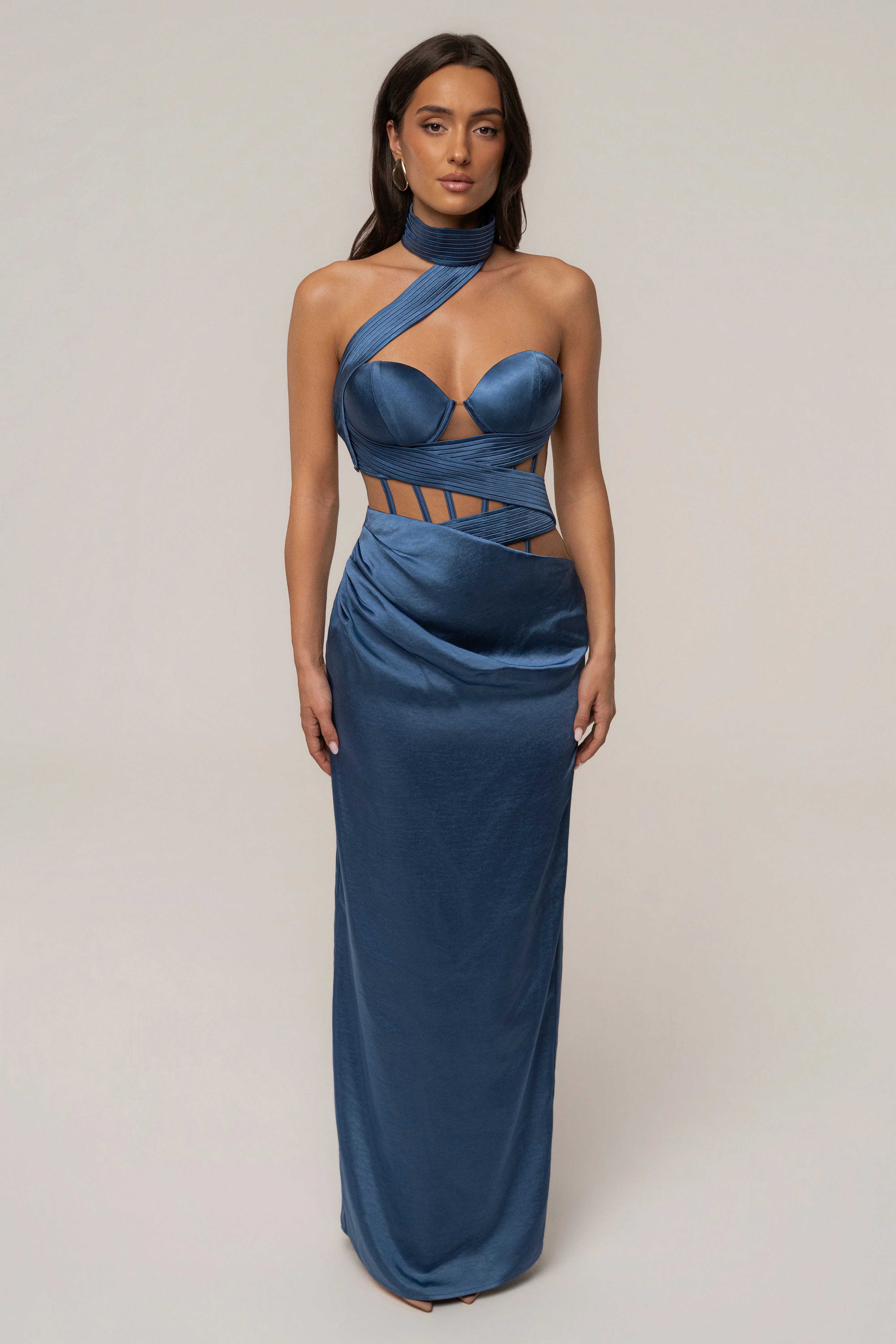 Blue Golden Hour Corset Maxi Dress