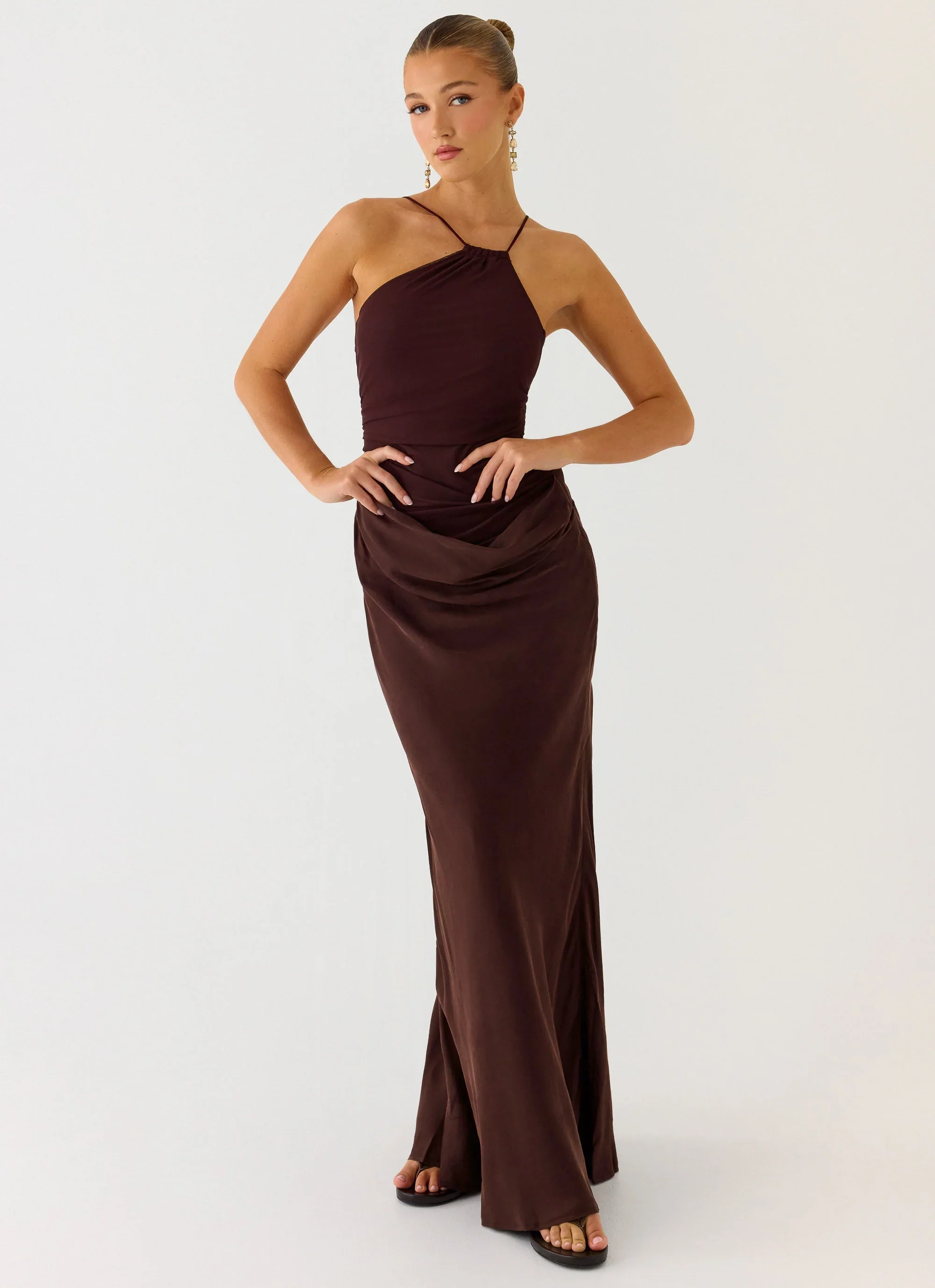 Pristin Cupro Maxi Dress - Cool Chocolate