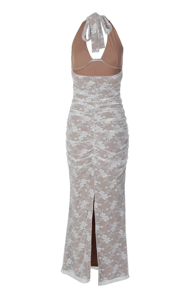 White Lace Mermaid Long Party Dress