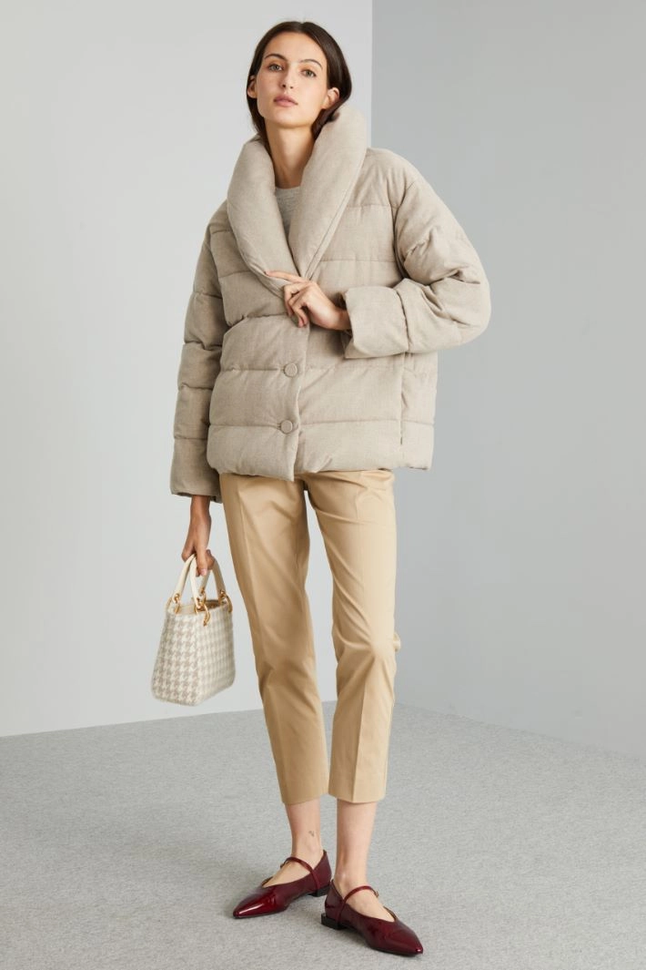 Loose padded canvas jacket - WARM LIGHT GREY