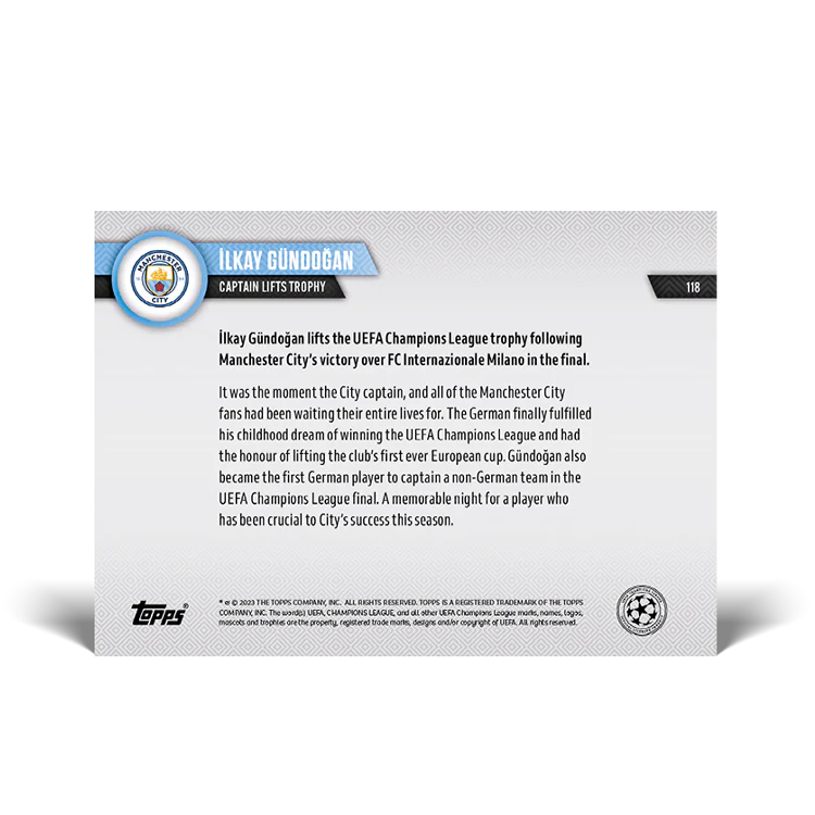 Topps UK - Captain lifts trophy - UCL TOPPS NOW® Card #118