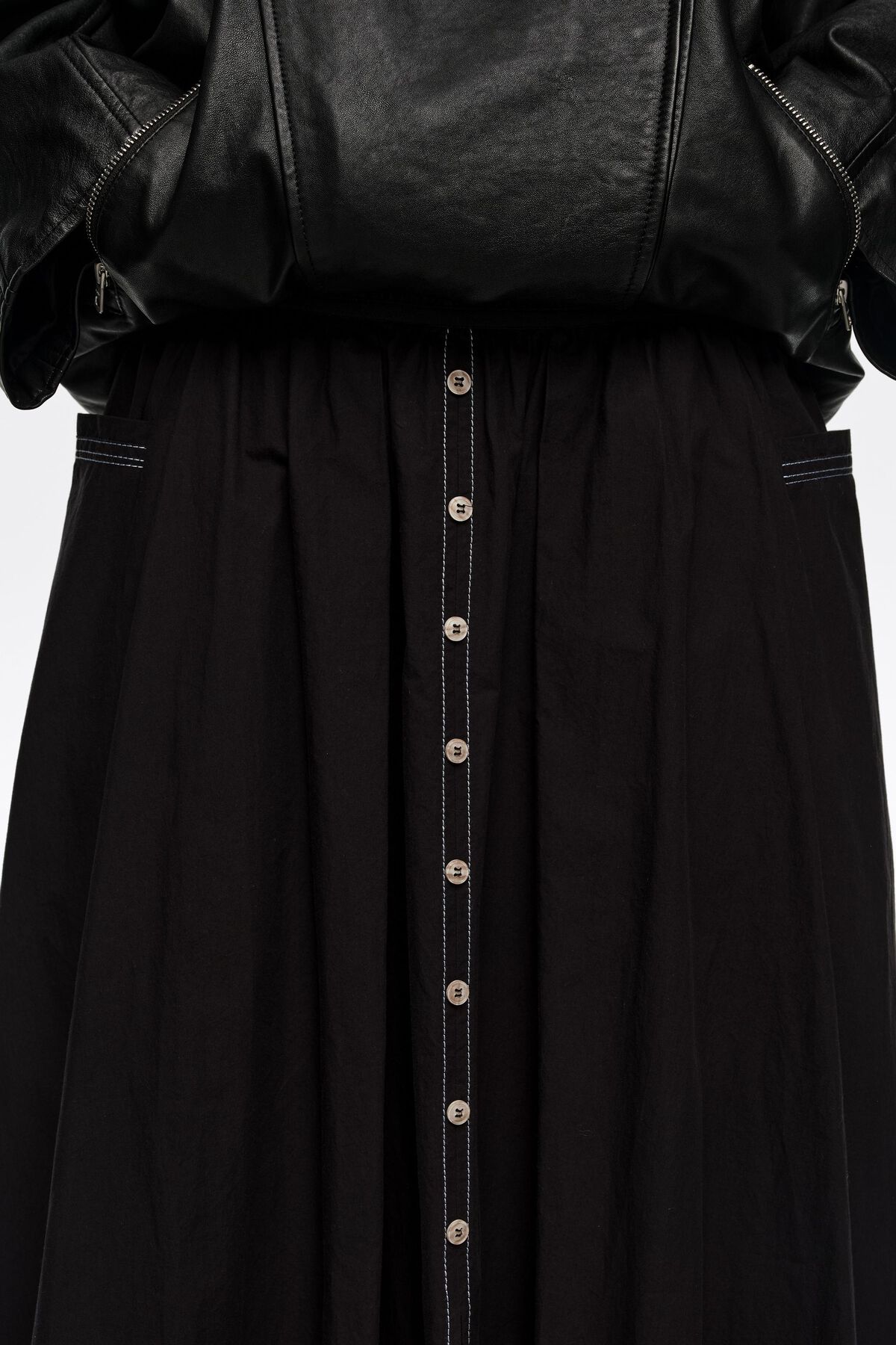 Black A-line skirt with buttons