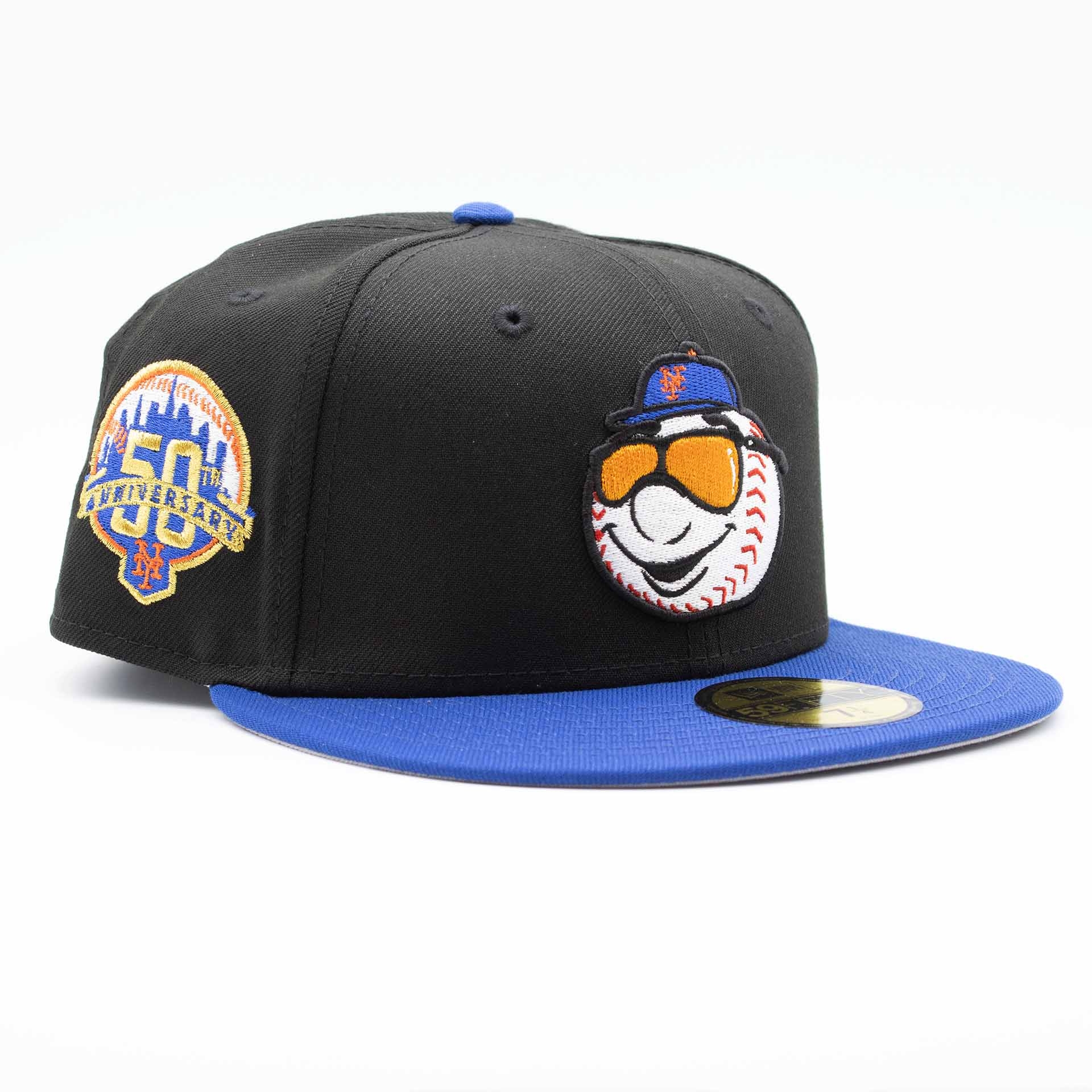 New York Mets Mr. Met 50th Anniversary 59FIFTY Fitted MLB Cap Black/Blue