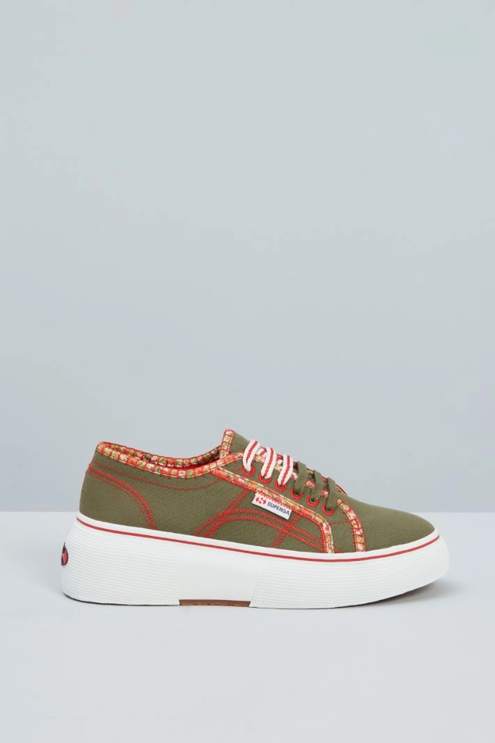 Canvas trainers - GREEN RED WHITE