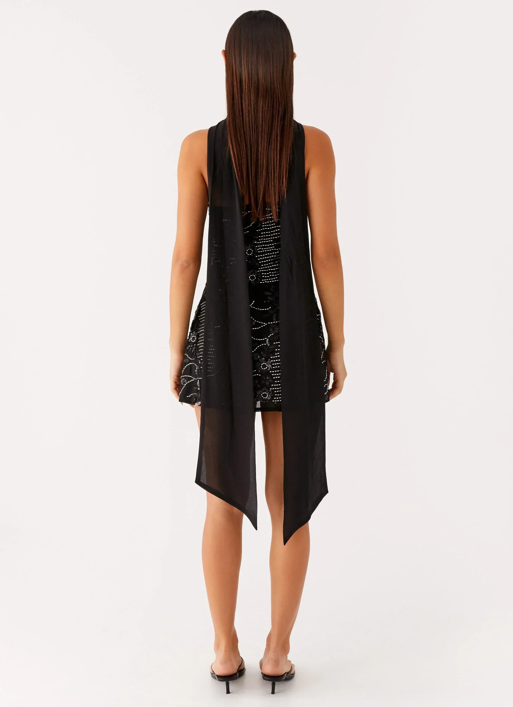 Kiesha Strapless Scarf Mini Dress - Black