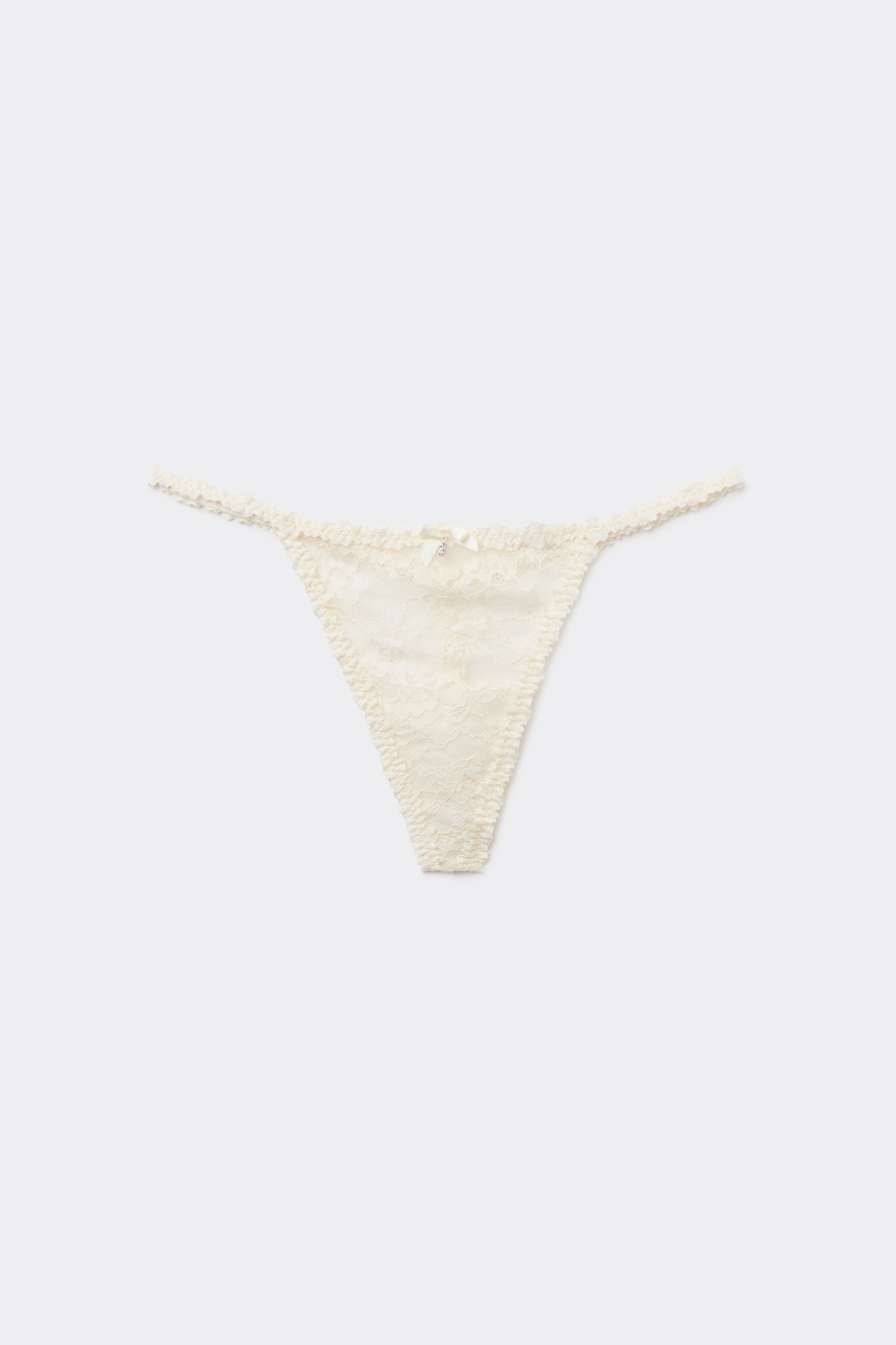 Lace Tanga Panel G-String with Charm