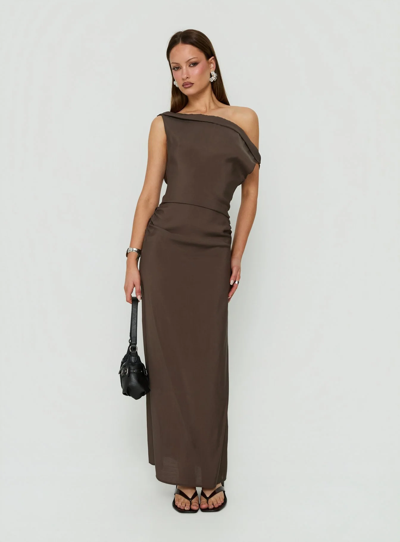 Sweetheart Off Shoulder Maxi Dress Chocolate