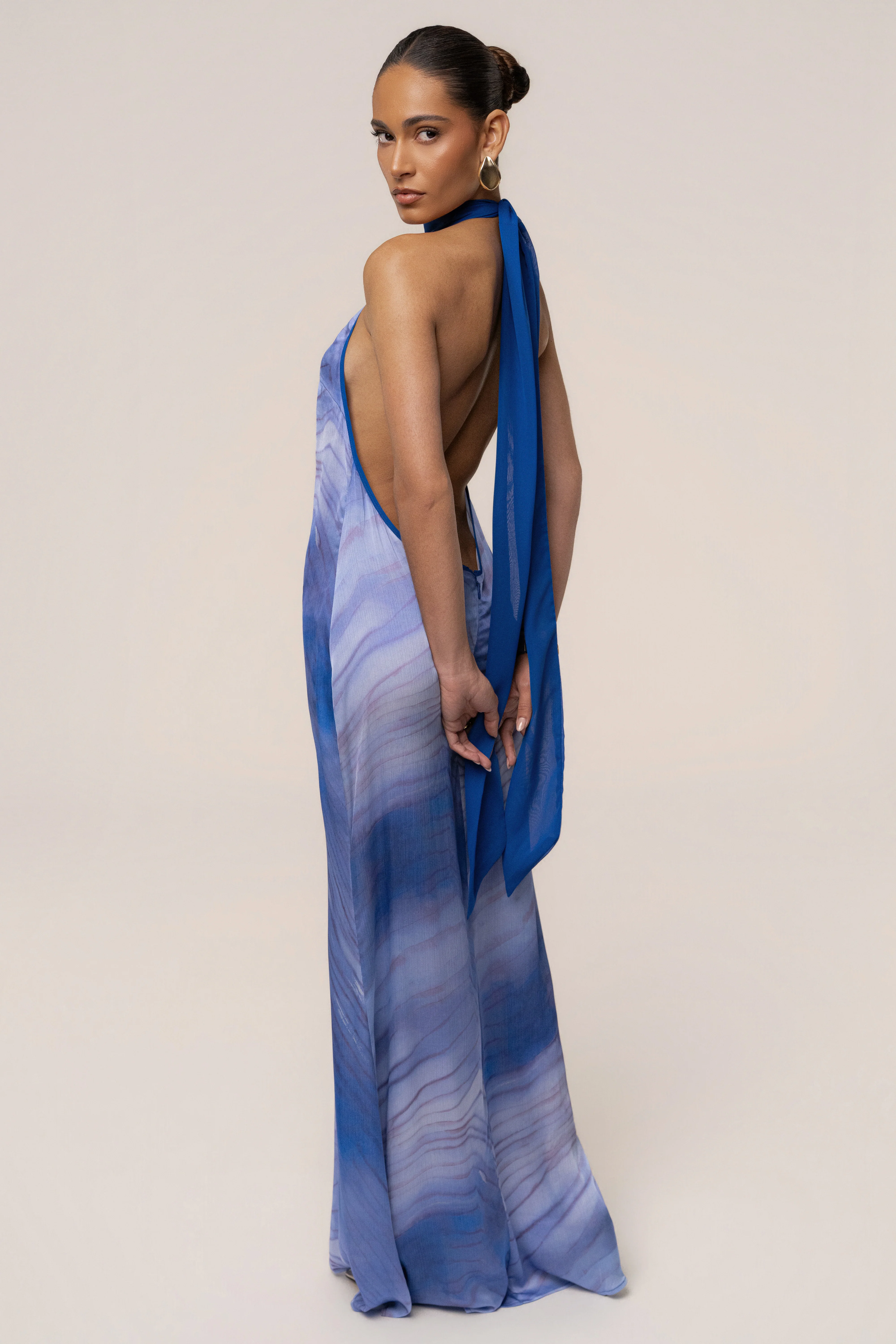Blue Sunset Waves Maxi Dress