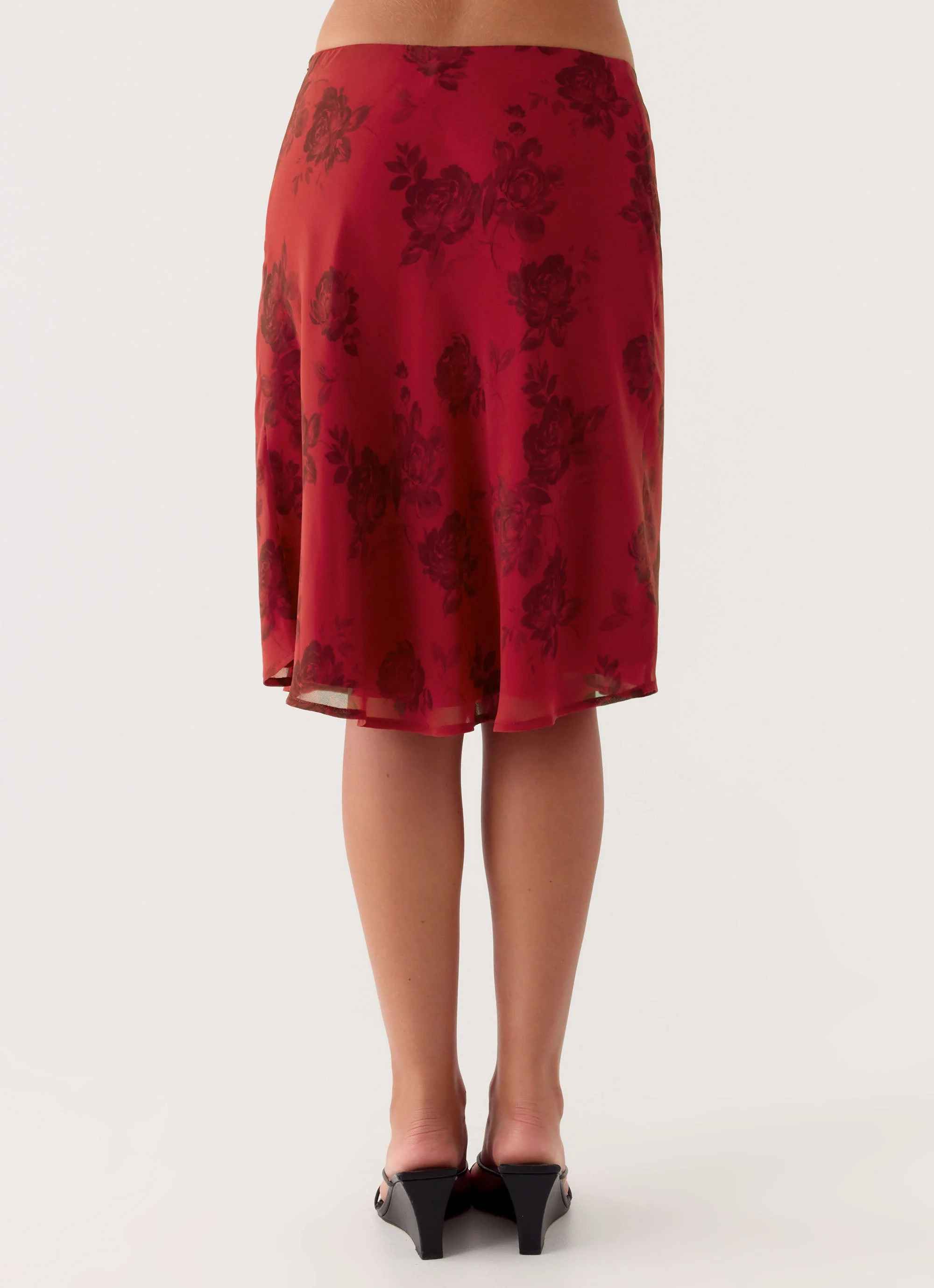 Karleigh Midi Skirt - Cherry Rose