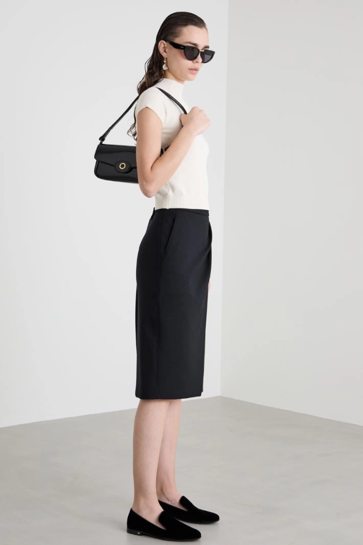 Jersey pencil skirt - BLACK