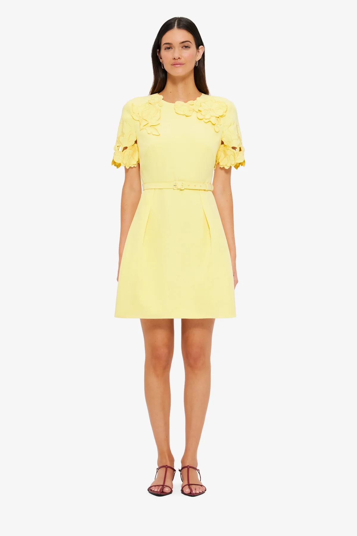 Aurelie Appliqué Short Sleeve Mini Dress - Sorbet Yellow