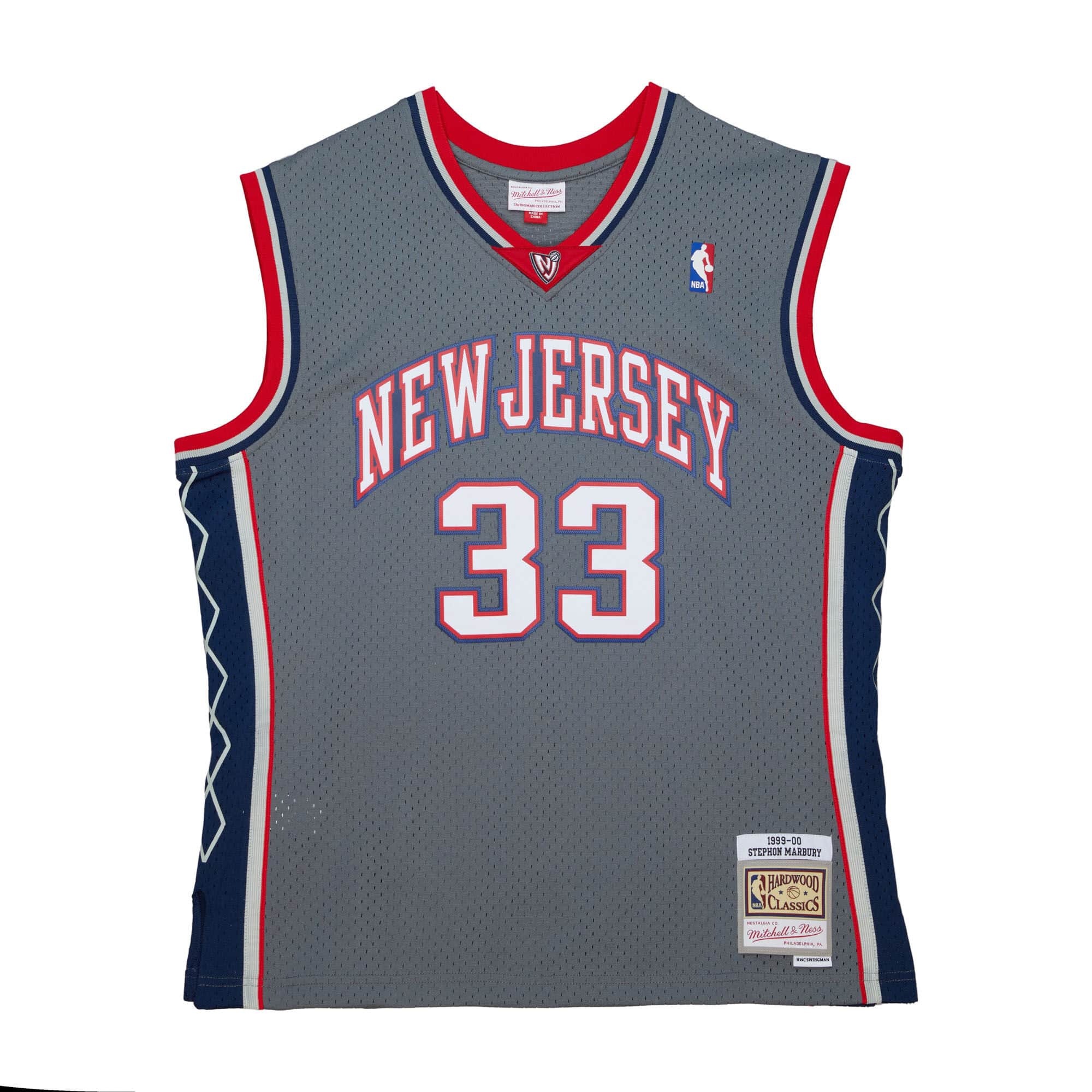 Stephon Marbury #33 New Jersey Nets 1999-00 Mitchell & Ness Alternate Swingman NBA Jersey Grey