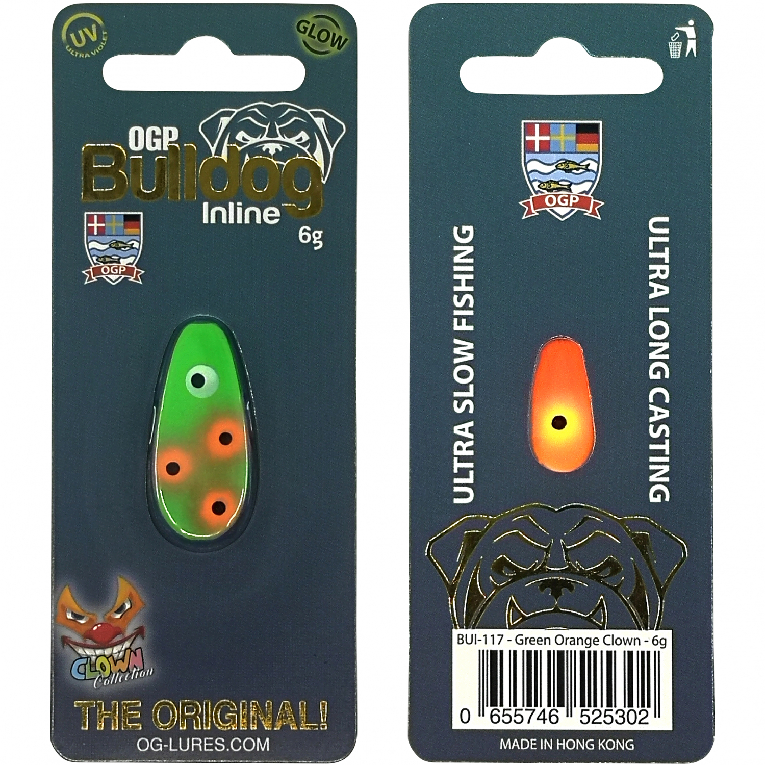Westin Artificial Bait Bulldog Inline (Green Orange Clown)