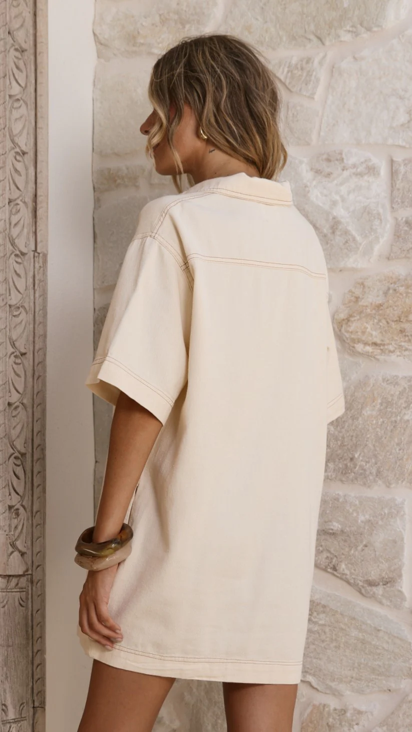 Ilia Denim Mini Dress - Cream