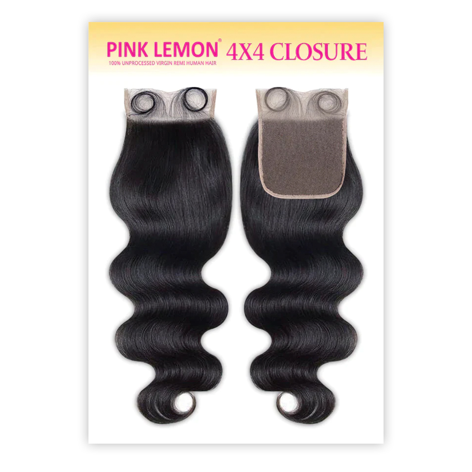 Pink Lemon Unprocessed Virgin Remi Human Hair HD 4X4 Full Lace Closure Body Wave 14