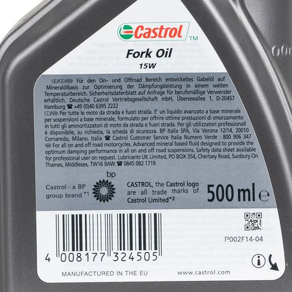 Huile de fourche Castrol FORK OIL 15 W 500 ML UniverselRef : CL0024 / ART-001601