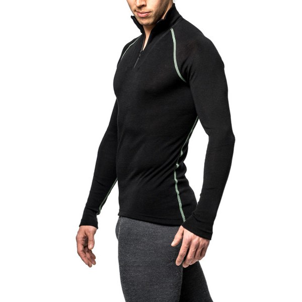 Woolpower LITE Zip Undershirt Unisex - black