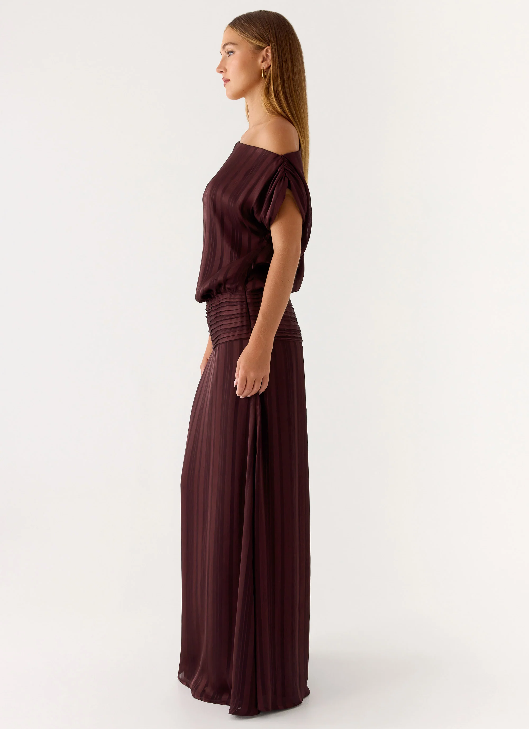 Rexi One Shoulder Maxi Dress - Aubergine Gleam