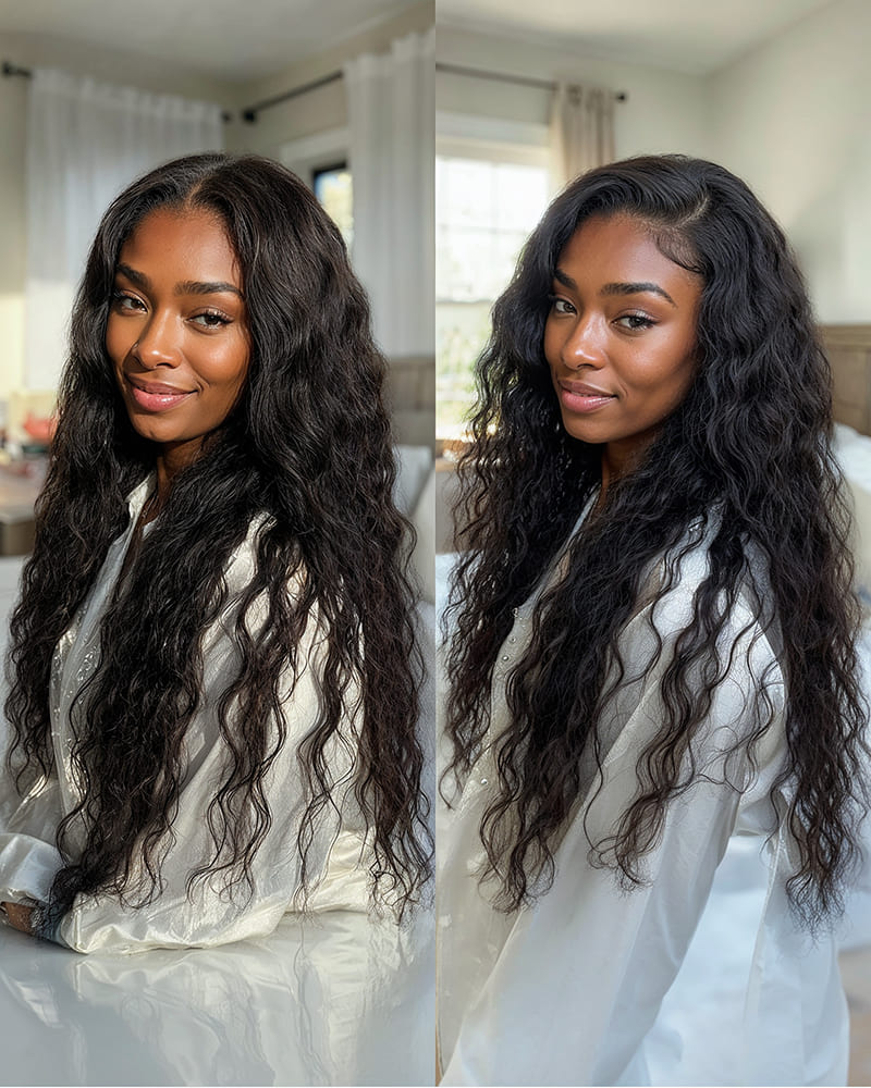 Ophirawig 13x6 Three-Go? Glueless Wig Bohemian Curl With Drawstring Natural Black 100% Human Hair Wig