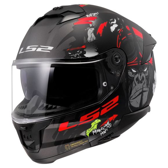 LS2 FF808 STREAM II Full-Face Helmet - ANGRY MONKEY - Black / RedRef: LS0848