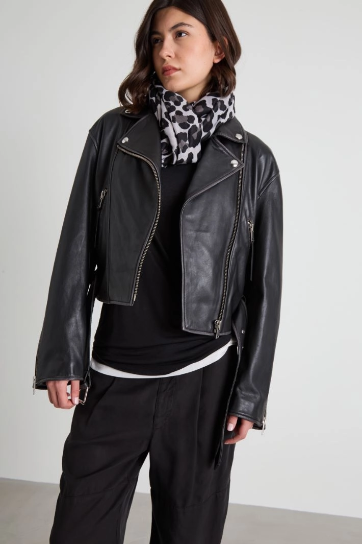 Animal print scarf - GREY BLACK