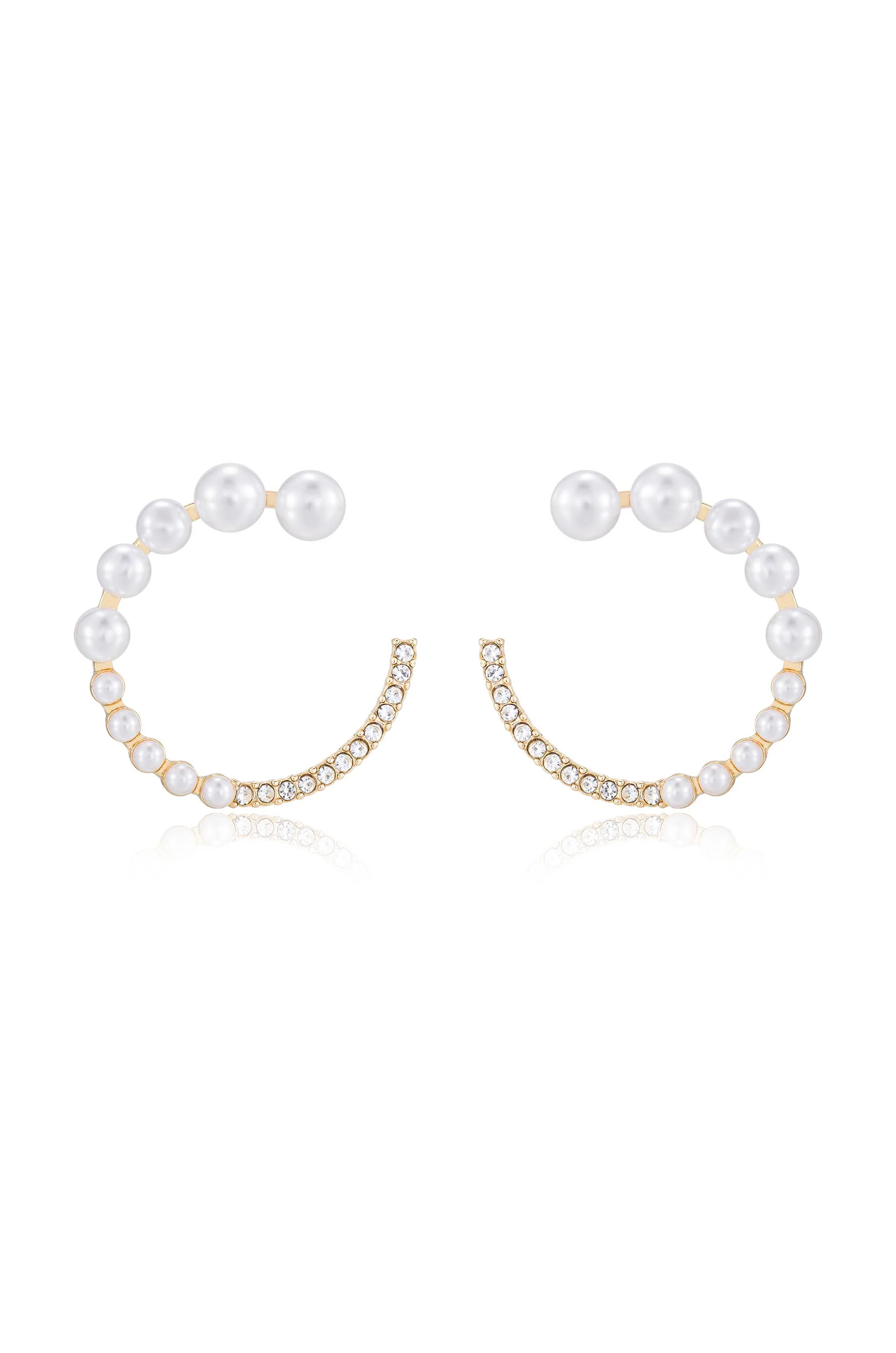 Chic Pearl And Crystal Open Circle Earrings