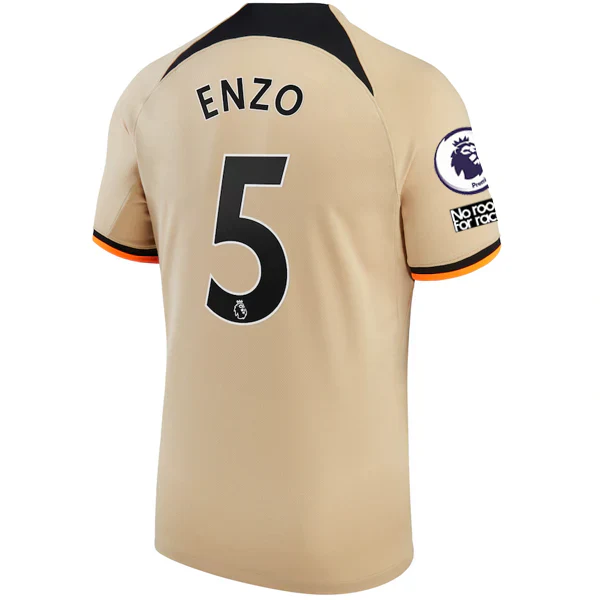Chelsea Enzo Fernandez Third Jersey w/ EPL + No Room For Racism + Club World Cup Patches 22/23 (Sesame/Black)