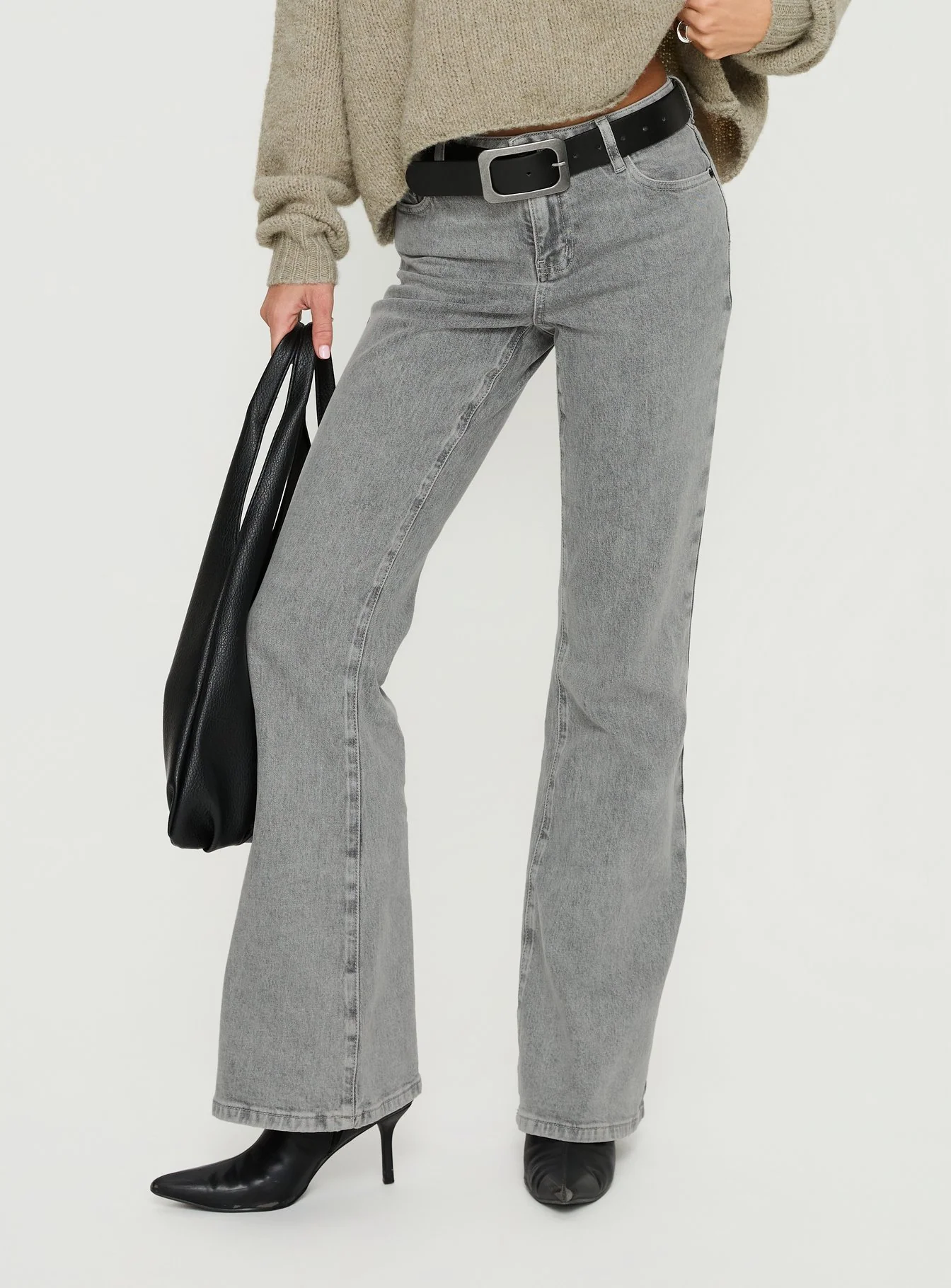 Magic Mirror Mid Rise Bootleg Jeans Washed Grey