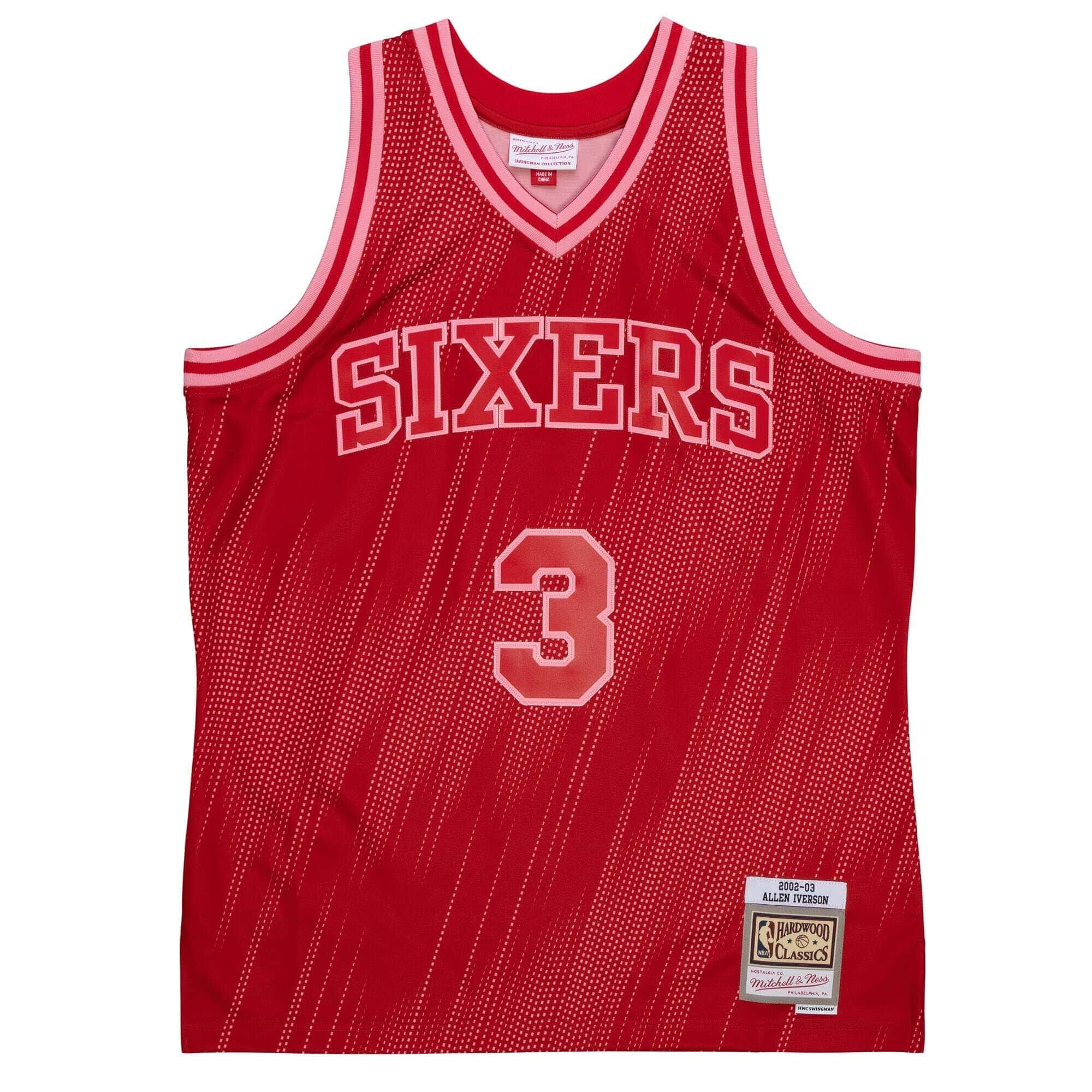 Allen Iverson #3 Philadelphia 76ers Monochrome Mitchell & Ness Swingman NBA Jersey Red