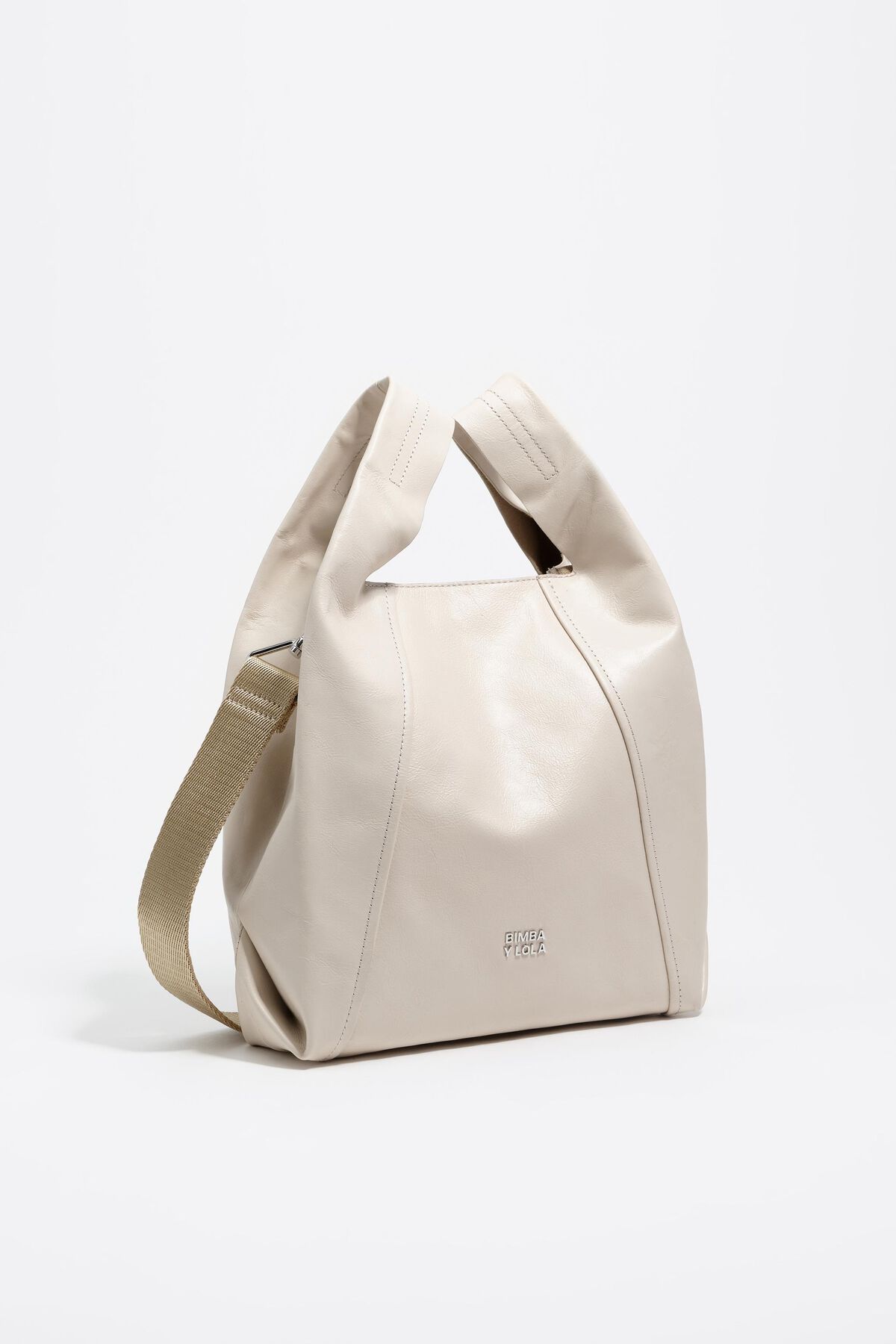 Medium ivory leather Paper bag