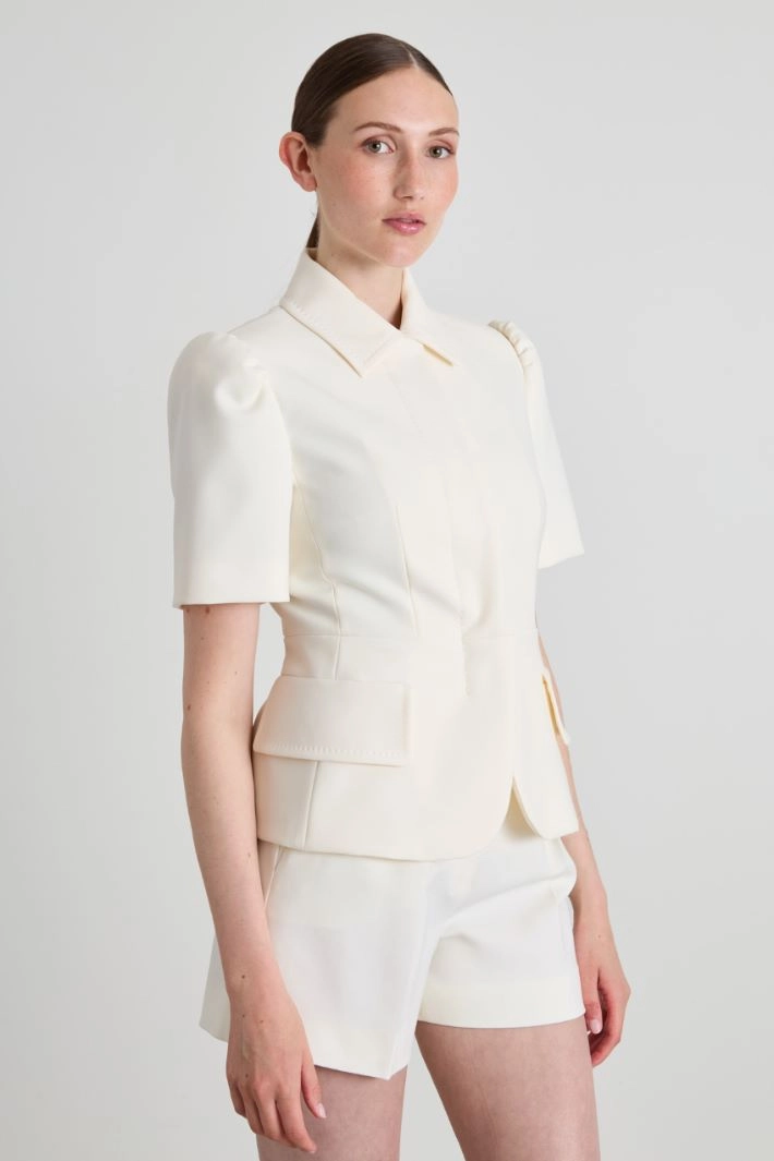 Corolla jacket in crepe fabric - CREAM