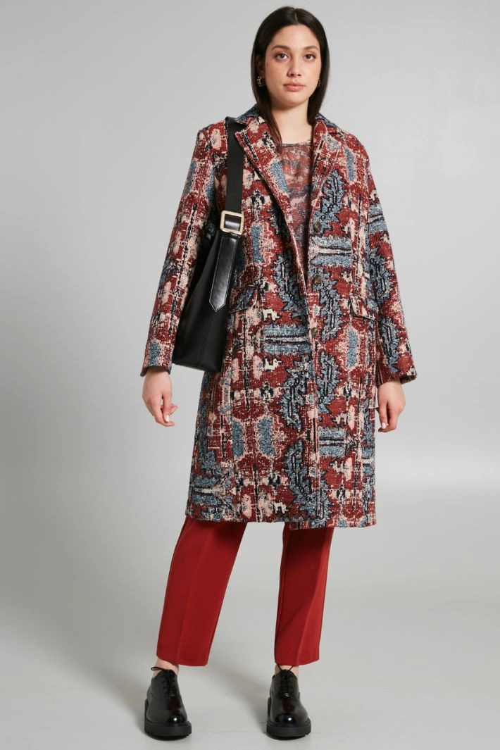 Jacquard coat - BORDEAUX BLU