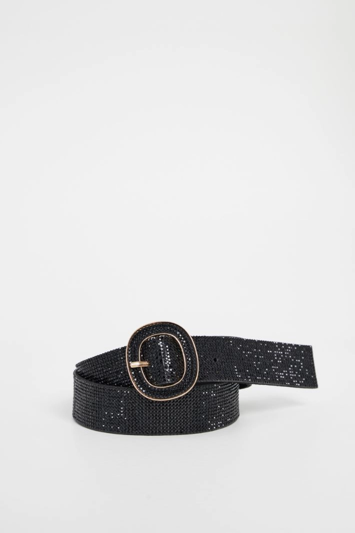 Belt with micro rhinestones - BLACK